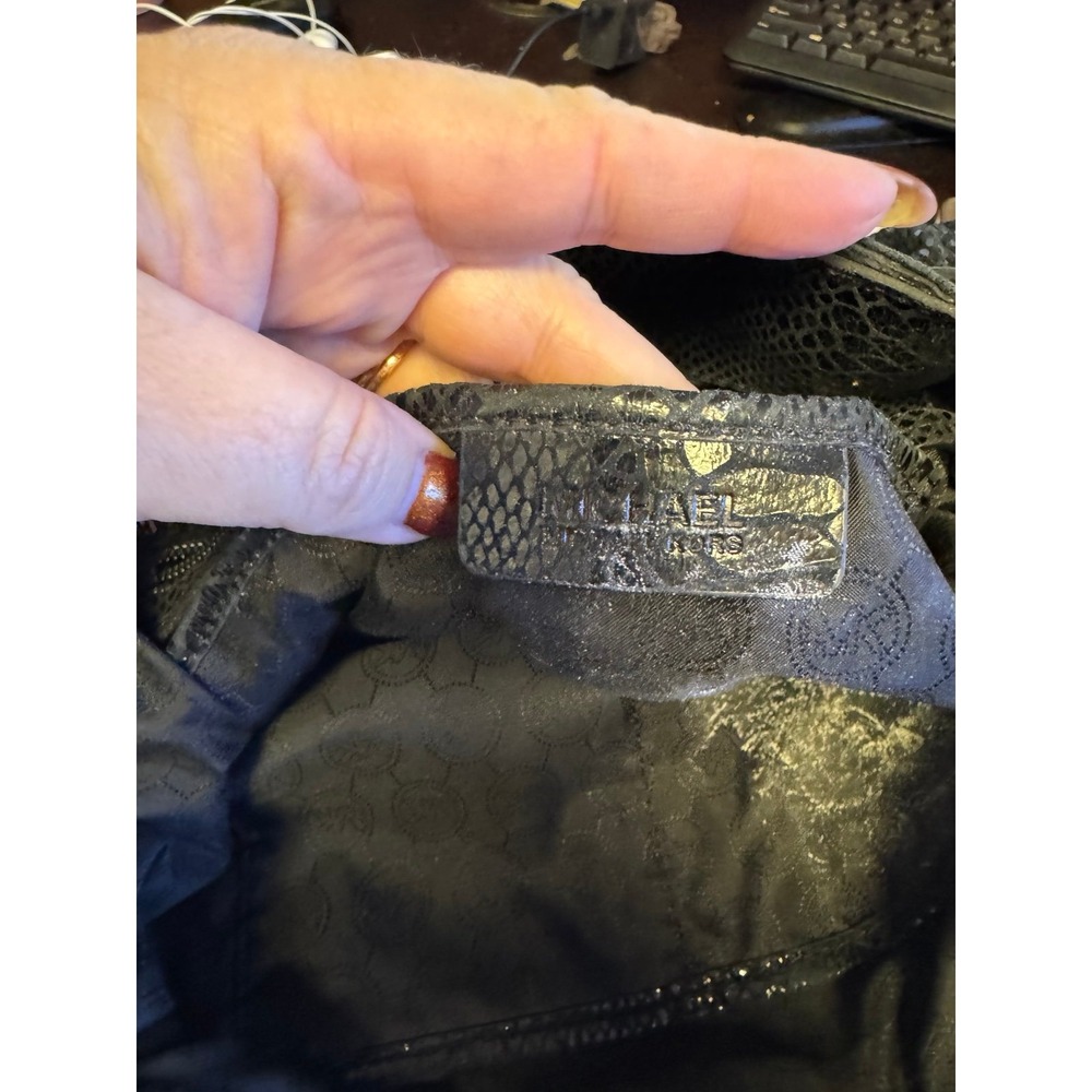 Michael Kors Black Python Snakeskin Embossed Leat… - image 8